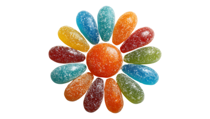 Glossy Fruit Jelly Candies, isolated on transparent background, PNG