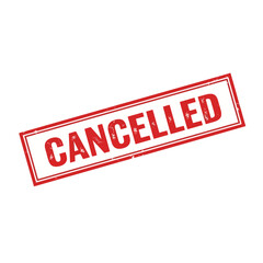Bold red CANCELLED stamp evokes frustration ending plans on a clean white