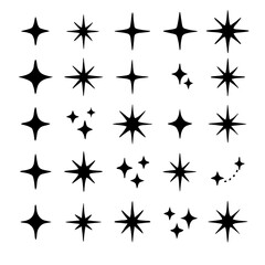 Sparkle collection of vector stars adding magic to designs in clean black and