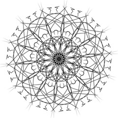 Abstract black and white line art graphic floral pattern on blank background for screen printing tile designs or tattoo designs.