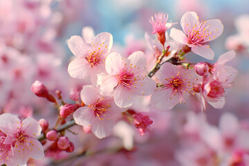 Obraz premium Soft pink cherry blossom display in full bloom