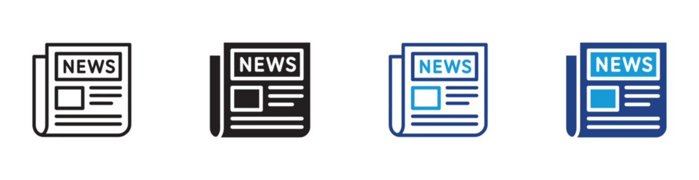 Newspaper icon set for news media press and daily publication information and journalism , vector illustration .