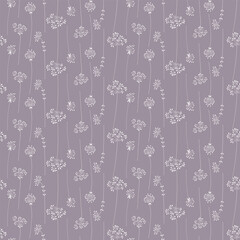 Seamless pattern with twigs, grass and ears. Hand-drawn background can be used for templates, fabric, wallpaper. 