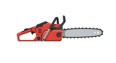 Fototapeta premium Detailed flat chainsaw design for industrial and construction use