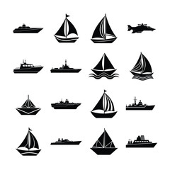 set of sailing ships icons