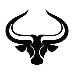 Bull head silhouette logo vector illustration. Aggressive black bull head logo design.