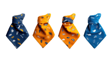 Colorful Pet Bandanas on Transparent Background