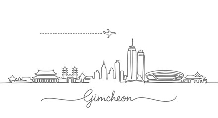 Obraz premium Gimcheon Skyline Line Art Travel Korea.