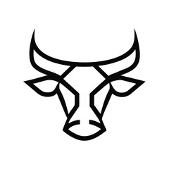 Bull head silhouette logo vector illustration. Aggressive black bull head logo design.