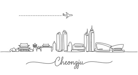 Obraz premium Cheongju Skyline Minimal vector art.