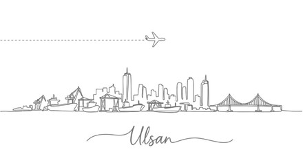 Obraz premium Ulsan Skyline South Korean City Outline.