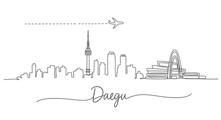 Fototapeta premium Daegu Skyline with South Korea, and Minimalist Art.