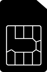 Sim card icon. Mobile telephone card. Vector illustration. Black and white.