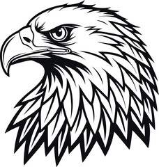 Fototapeta premium a detailed illustration of an eagle's head facing forward, featuring a sharp beak. this graphic is presented isolated on a transparent background.