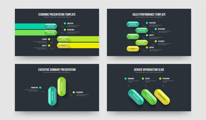 Digital Report 4 5 2 3 Step Infographic Frame Template Set. Company Development Four Five Two Three Element Diagram Presentation Layout Vector Illustration Collection.