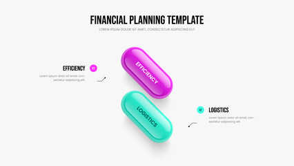 Service Briefing Frame Template Vector Illustration. Market Report Two Option Diagram Presentation Layout. Project Plan 2 Step Infographic Slide Design.