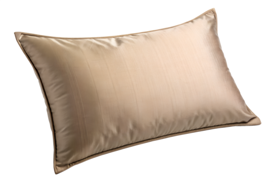 Luxurious golden beige satin pillow, a comfortable and elegant addition to any bedroom, perfect for a good night's sleep.