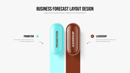 Enterprise Planning 2 Element Diagram Presentation Layout. Investor Innovation Slideshow Design Vector Illustration. Consulting Plan Two Step Infographic Slide Template.
