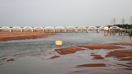 Big river in Tamil Nadu India and a bridge