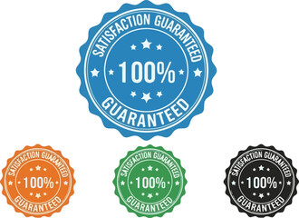 Satisfaction Guaranteed 100 Percent stamp, isolated on white