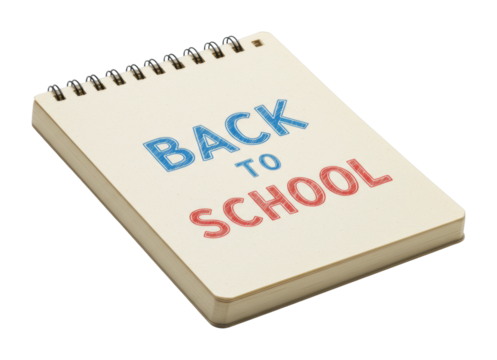 Back to school preparation notebook for students classroom educational material organized environment top learning tool. Cut out png