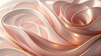 Naklejka premium Abstract flowing rose gold and pearl fabric texture