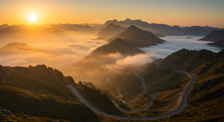 Mountain Road at Sunrise
