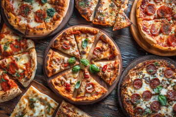 Różnorodne warianty pizzy – od słodkiej z owocami, przez bogatą w owoce morza, po obfitą w mięso, każdy z unikalnym wyglądem i aromatem.