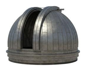 Astronomical observatory dome construction urban location 3d model architectural aerial space exploration. Cut out png