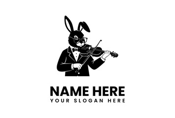 Sophisticated Rabbit Violinist in Tuxedo and Glasses Performing with Elegance.