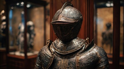 Antique metal armor display