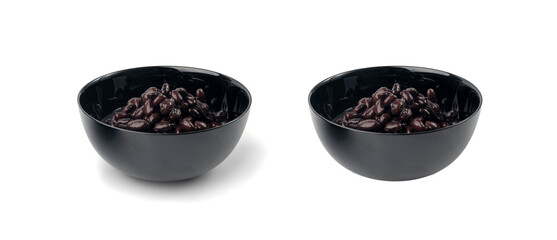 Black beans, cooked bean piles, baked legume, canned dark beans, rajma, Phaseolus vulgaris