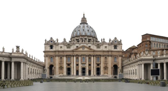 Historic architectural st. Peter's basilica vatican city landmark cultural environment grand viewpoint spiritual concept. Cut out png