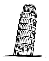 Leaning Tower of Pisa Italy silhouette vector landmark architecture