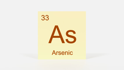 Arsenic Element 3D Render - Periodic Table Box with Atomic Number 33, Scientific Education, Chemistry Classroom, Modern Science Poster, and Laboratory Wall Art