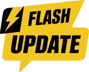 Yellow banner with flash update text and lightning bolt icon for urgent notifications and alerts