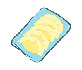 Raw golden yellow egg dumplings of hotpot ingredients