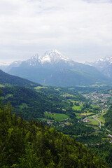Naklejka premium The view of Watzmann mountain from Laercher wand observing point, Berchtesgaden, Germany