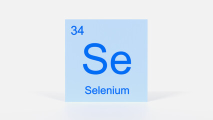 Selenium Element 3D Render - Periodic Table Box with Atomic Number 34, Scientific Education, Chemistry Classroom, Modern Science Poster, and Laboratory Wall Art
