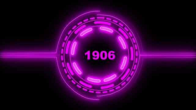 3d text animation 4k video. 1906 text with screen effects of technological failures. Concept of counting years. Past year technology concept on black background.