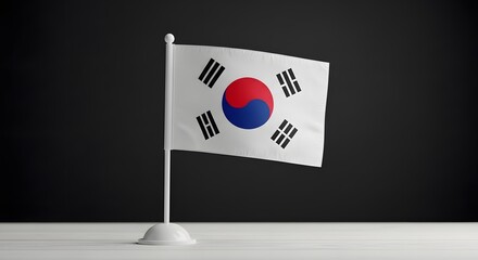 South Korea National Flag on Solid Black Background