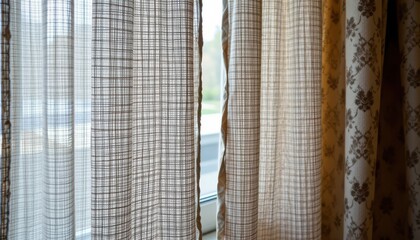 curtains and drapes use spun yarn fabrics to create decorative functional window treatments with diverse textures colors and patterns enhancing interior aesthetics and privacy.