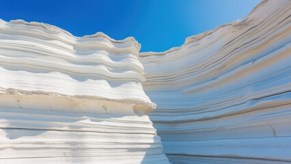 Detailed view of white layered rock formations.