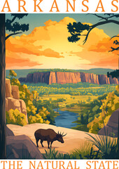 Arkansas State Travel Wall art Poster, Arkansas State Illustration For Wall Hanging Home Decoration Travel Poster