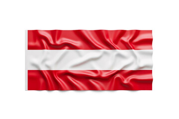Austria National Flag with Wrinkles Isolated on White Background