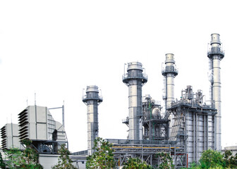 Natural Gas Combined Cycle Power Plant ,Gas turbine electrical power plant with in Twilight power for factory energy concept.