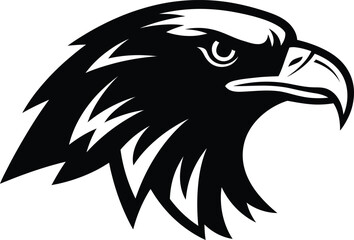 Powerful Stylized Eagle Head Vector Illustration, a Striking Mascot Logo for Sports Teams or Brands. Fierce and Dynamic Black and White Design.