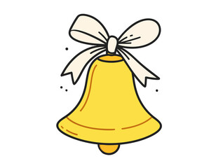 An illustration of a festive bell with a ribbon