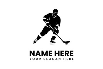 Obraz premium Dynamic Hockey Player Silhouette with Puck and Stick Ready to Score.