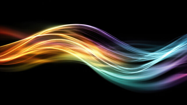 Colorful Light Waves on Dark Background